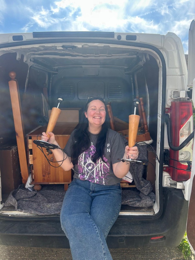 A van loaded with rescued furniture ready for a second life